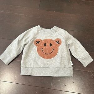 Huxbaby Basketball Bear Face Gray Sweatshirt Size 12-18 Months